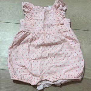 Pink Baby Romper with Ruffle Details